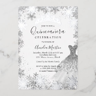 Invitation En Aluminium Flocon de neige en hiver Quinceanera