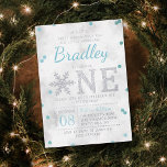 Invitation En Aluminium Flocon de neige Hiver 1er anniversaire réel<br><div class="desc">Célébrez dans le style avec ces vraies invitations de 1er anniversaire douces et très tendance. Ce design est facile à personnaliser avec votre libellé d'événement spécial et vos invités seront ravis quand ils reçoivent ces invitations fabuleux.</div>