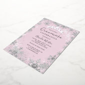 Invitation En Aluminium Flocon de neige rose Silver Quinceanera (Rotation)