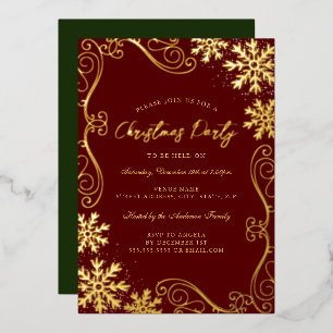 Invitation En Aluminium Flocon de neige rouge vert tourbillon or fête de N