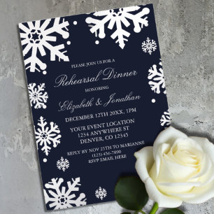 Invitation En Aluminium Flocons de neige bleu marine Dîner de répétition d