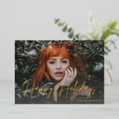 Invitation En Aluminium Flocons de neige Lumière & Photo(s) Vacances (Debout devant)