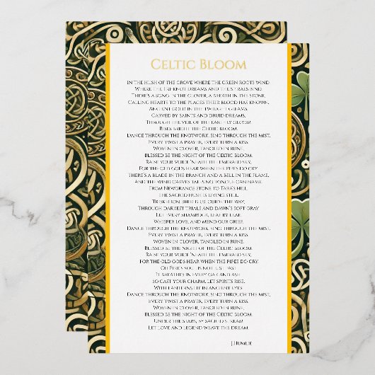 Invitation En Aluminium Floraison Celtique (Recto/Verso)