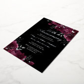 Invitation En Aluminium Floral Argent Bourgogne 50e anniversaire de Mariag (Rotation)