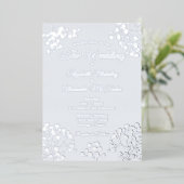 Invitation En Aluminium Floral argent simple sur mariage blanc bleu (Debout devant)