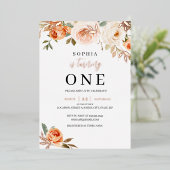 Invitation En Aluminium Floral Automne Fille 1er anniversaire (Debout devant)