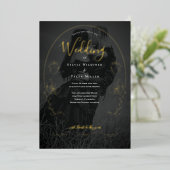 Invitation En Aluminium Floral Black Photo Mariage gothique (Debout devant)