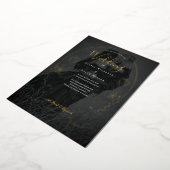 Invitation En Aluminium Floral Black Photo Mariage gothique (Rotation)
