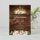Invitation En Aluminium Floral blanc Tiara Rustique Quinceanera (Debout devant)