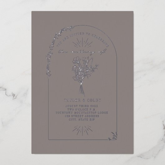 Invitation En Aluminium Floral Bouquet Arch Amethyst Mariage (Recto)