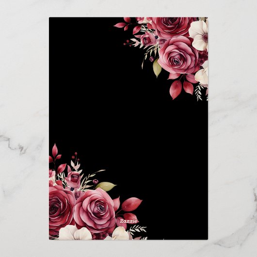 Invitation En Aluminium Floral Burgundy Butterfly Princess Quinceanera (Verso)