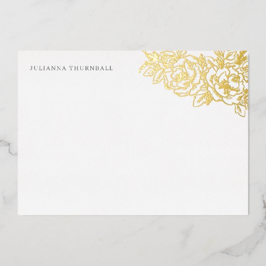 Invitation En Aluminium Floral Chic Peony Luxe Papeterie personnelle (Recto)