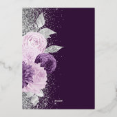 Invitation En Aluminium Floral Deep Purple Silver Glitter Wedding (Verso)