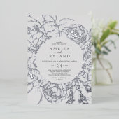 Invitation En Aluminium Floral doré | Mariage Décontracté Silver Foil (Debout devant)