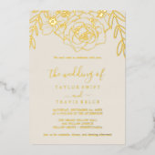 Invitation En Aluminium Floral doré | Mariage Gold Foil (Recto)