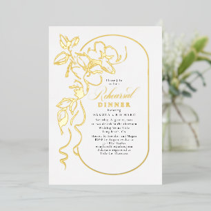 Invitation En Aluminium Floral Elegant Chic Rehearsdîner Or