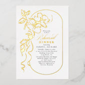 Invitation En Aluminium Floral Elegant Chic Rehearsdîner Or (Recto)