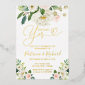 Invitation En Aluminium Floral Elle A Dit Oui Parti Engagement (Recto)