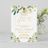 Invitation En Aluminium Floral Elle A Dit Oui Parti Engagement (Debout devant)