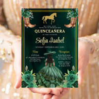 Floral Emerald Green Boots Horse Quinceanera