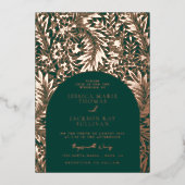 Invitation En Aluminium Floral Emerald Green et Rose Mariage or (Recto)
