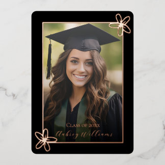 Invitation En Aluminium Floral Foil Photo Graduation Celebration Invite