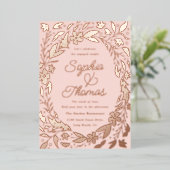 Invitation En Aluminium Floral Garden Couples engagés Douche Rose Or (Debout devant)