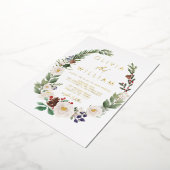 Invitation En Aluminium Floral hiver verdure Noël Mariage de vacances (Rotation)