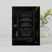 Invitation En Aluminium Floral Moody Bourgogne avec détails (Debout devant)