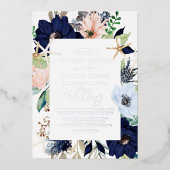 Invitation En Aluminium Floral nautique moderne | Mariage Silver Foil (Recto)