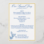 Invitation En Aluminium Floral Pastel Blue Mariage Gold (Verso)