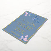 Invitation En Aluminium Floral Pays Bleu Mariage Or (Rotation)