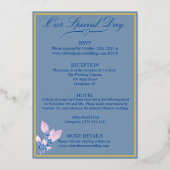 Invitation En Aluminium Floral Pays Bleu Mariage Or (Verso)