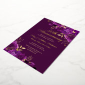 Invitation En Aluminium Floral Purple Gold 50e anniversaire Mariage (Rotation)
