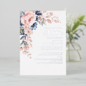 Invitation En Aluminium Floral rose 80e anniversaire fête Argent (Debout devant)