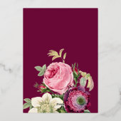 Invitation En Aluminium Floral rose | 90e Anniversaire Or (Verso)