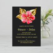Invitation En Aluminium Floral rose et or (Debout devant)