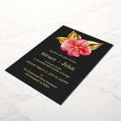 Invitation En Aluminium Floral rose et or (Rotation)