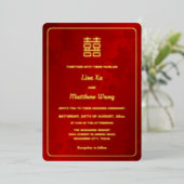 Invitation En Aluminium Floral Rouge or Mariage chinois (Debout devant)