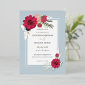Invitation En Aluminium Floral Rouge Vert Mariage (Debout devant)