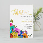 Invitation En Aluminium Flore brillante et audacieuse Shhhh Surprise or d' (Debout devant)