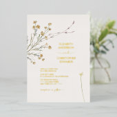 Invitation En Aluminium Flore Fleur sauvage minimale or Mariage simple (Debout devant)