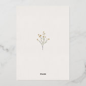Invitation En Aluminium Flore Fleur sauvage minimale or Mariage simple (Verso)