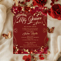 Flore Garden Scroll Ruby Mis Quince Quinceanera