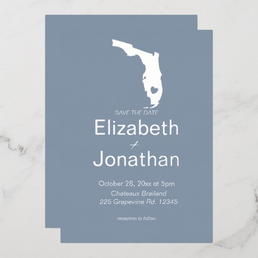 Invitation En Aluminium Florida State Silhouette Destination Mariage (Recto/Verso)