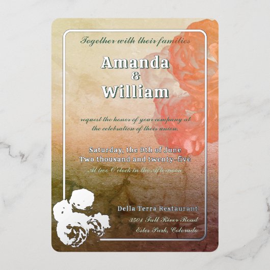 Invitation En Aluminium Flourdissant intemporel romantique exquis mariage (Recto)