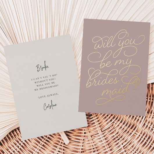 Invitation En Aluminium Flourver Script Be My Bridesmaid Foil Card
