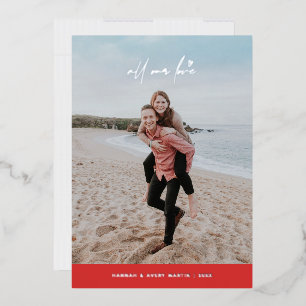 Invitation En Aluminium Foil All Our Love Valentine's Day Card - Rouge