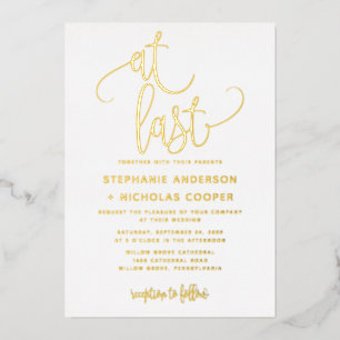 Invitation En Aluminium Foil At Last Lovely Script Typographie Mariage
