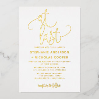 Invitation En Aluminium Foil At Last Lovely Script Typographie Mariage